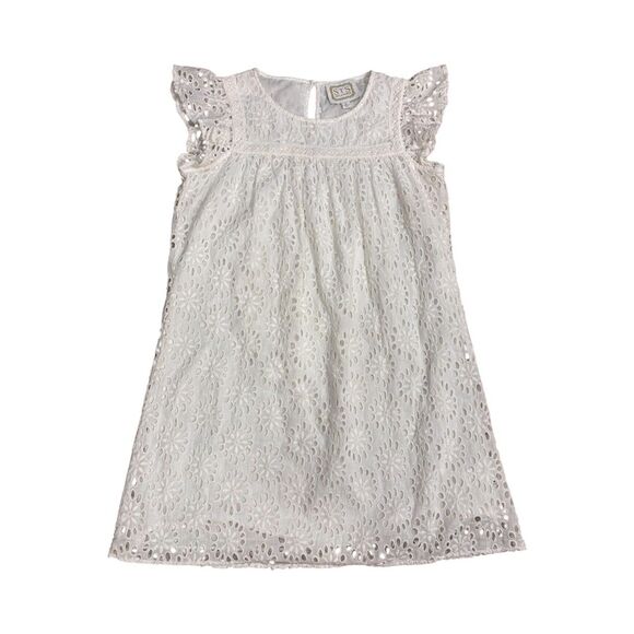 Sail to Sable White Eyelet Short Sleeve Dress Girls Medium - Picture 1 of 4
